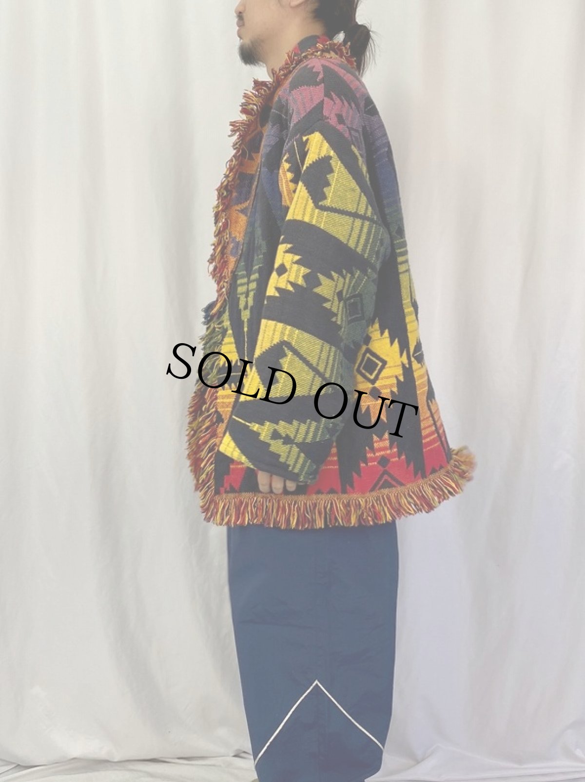 画像3: ネイティブ柄 フリンジデザイン ラグジャケット (3)