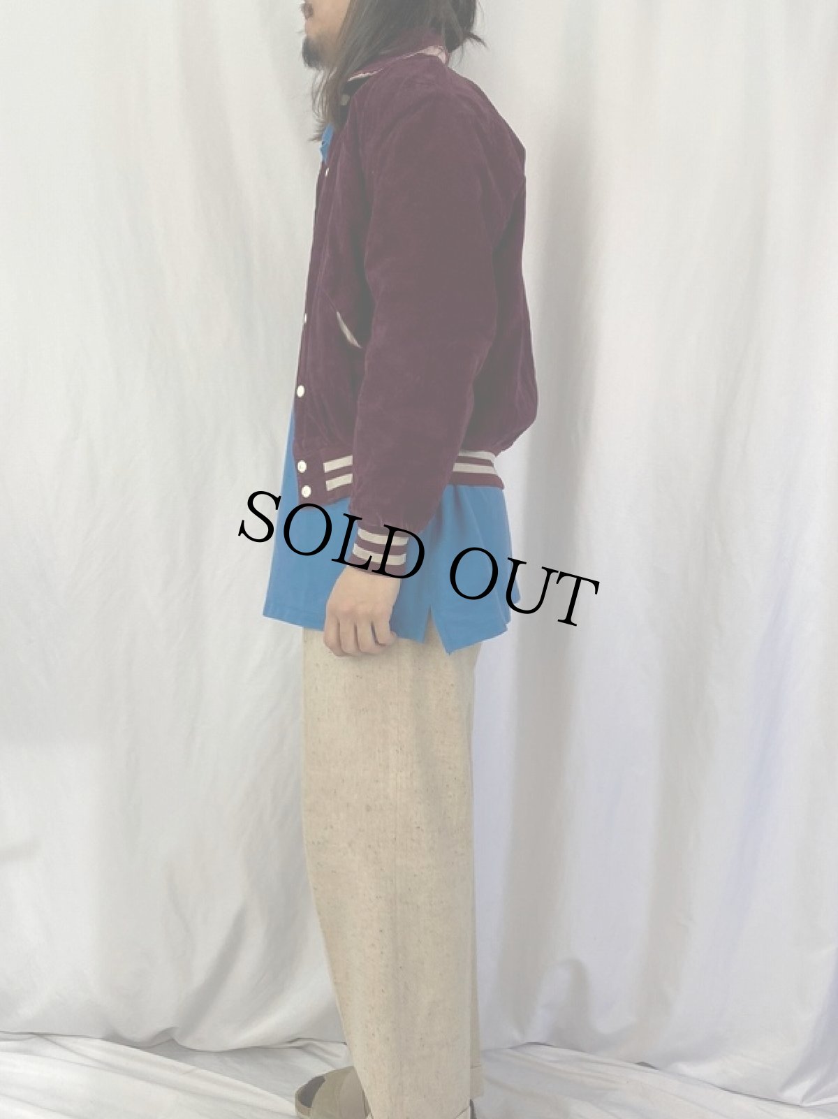 画像3: 70's USA製 刺繍 キルティングライナー コーデュロイスタジャン S (3)