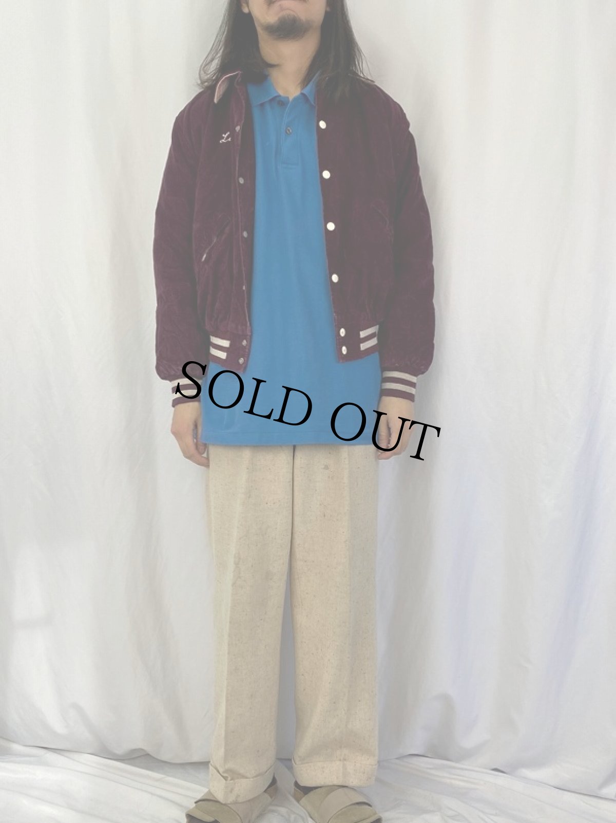 画像2: 70's USA製 刺繍 キルティングライナー コーデュロイスタジャン S (2)