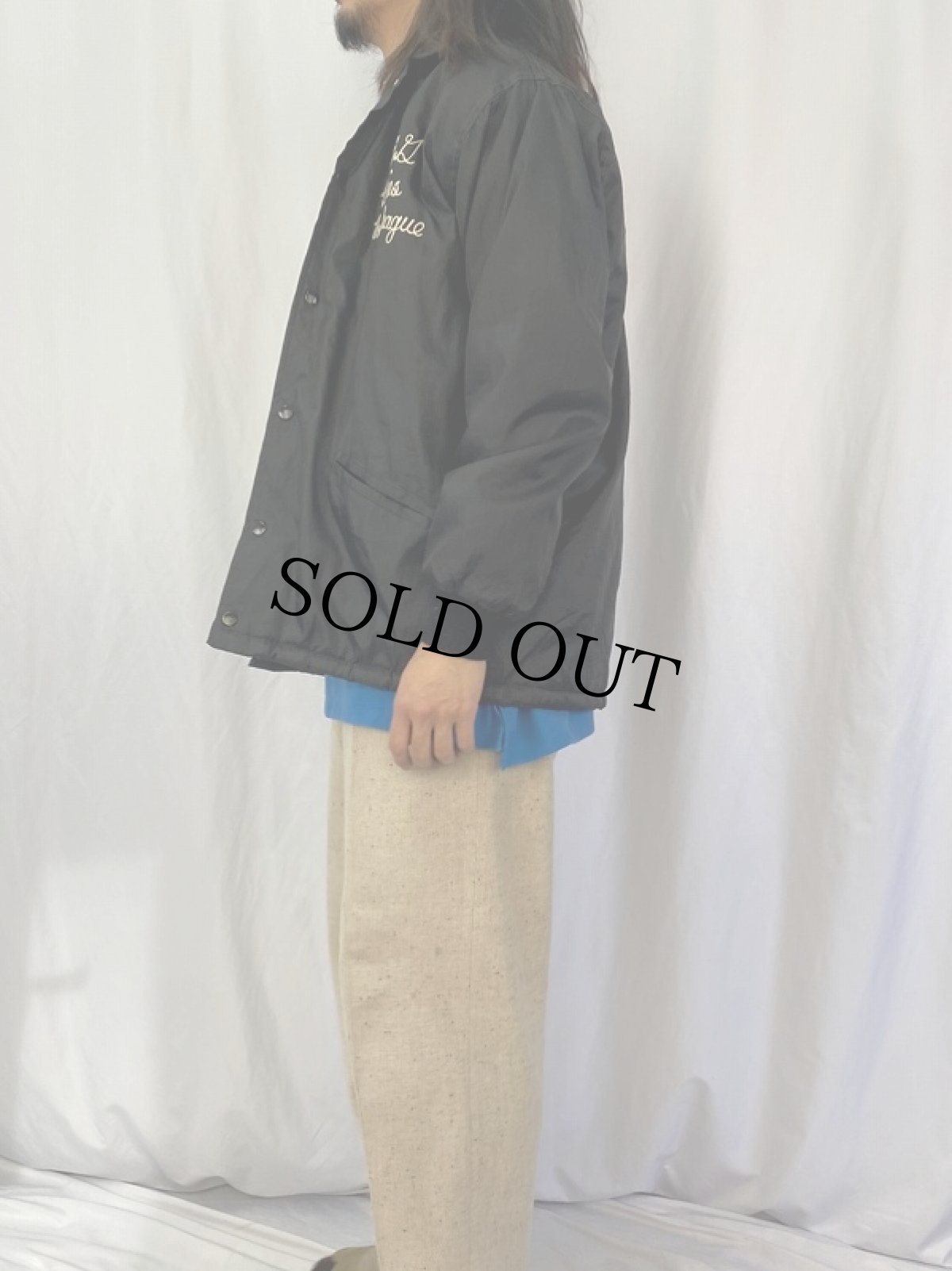 画像3: 70〜80's チェーン刺繍 裏ボア コーチジャケット M (3)