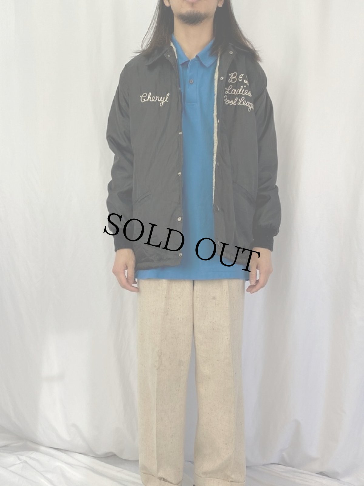 画像2: 70〜80's チェーン刺繍 裏ボア コーチジャケット M (2)