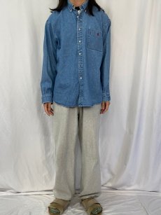画像2: POLO Ralph Lauren "BIG SHIRT" デニムボタンダウンシャツ L (2)