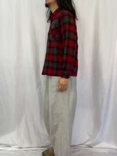 画像3: 60's PENDLETON チェック柄 ウールオープンカラーシャツ M (3)