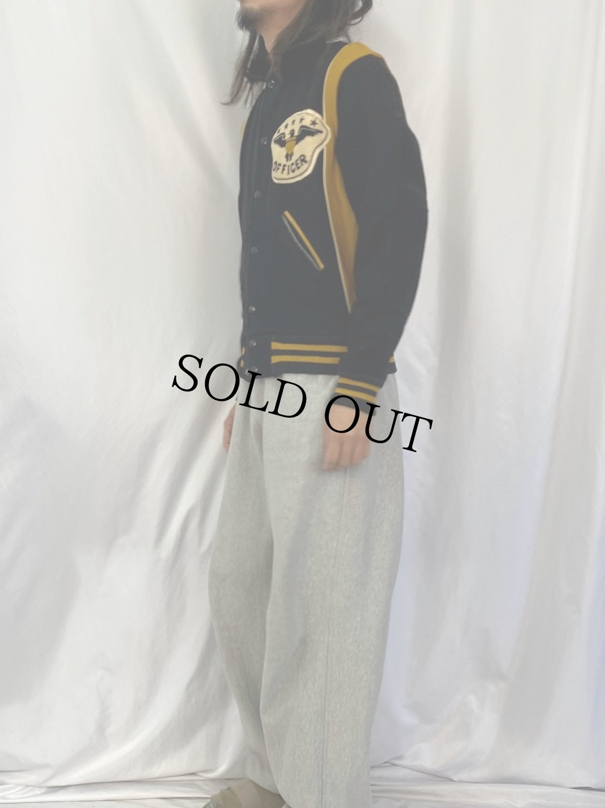 画像3: 50〜60's "OFFICER" ワッペン付き メルトンスタジャン  (3)