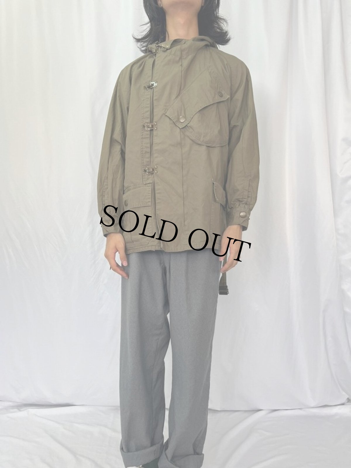 画像2: 90's〜 Ralph Lauren RRL 三ツ星 "Motorcycle Type" グローブポケット×フック コットンポプリンフードジャケット L (2)