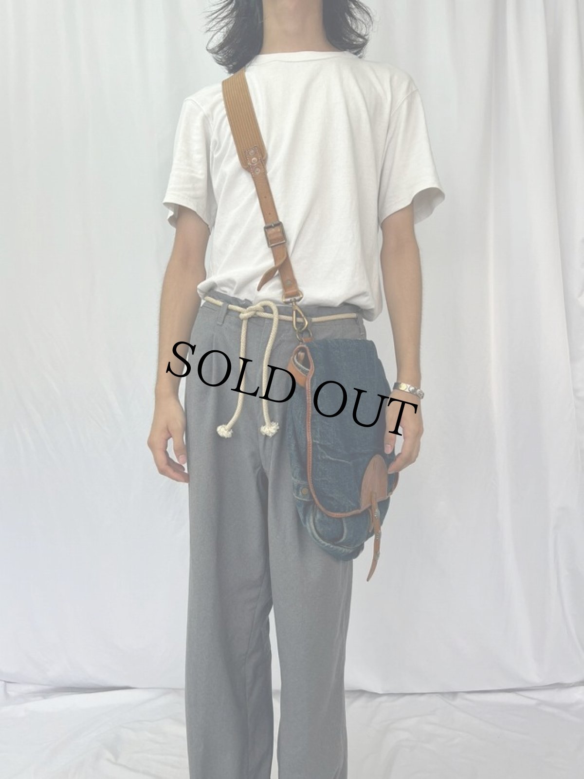 画像2: Ralph Lauren RRL "US MAIL BAG TYPE" レザーパイピング デニムメッセンジャーバッグ (2)