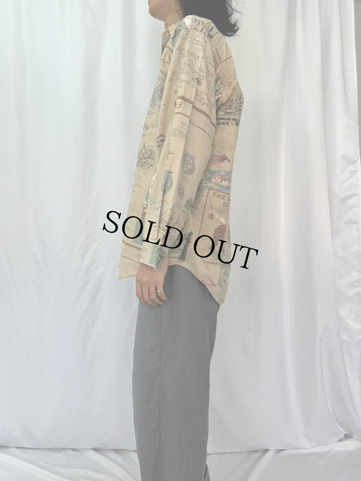 画像3: POLO Ralph Lauren フィッシング柄 コットンシャツ L (3)