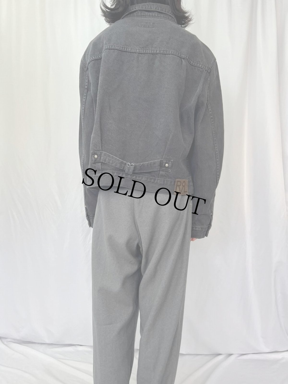 画像4: 90's〜 Ralph Lauren RRL 三ツ星 ブラックデニムジャケット XL (4)