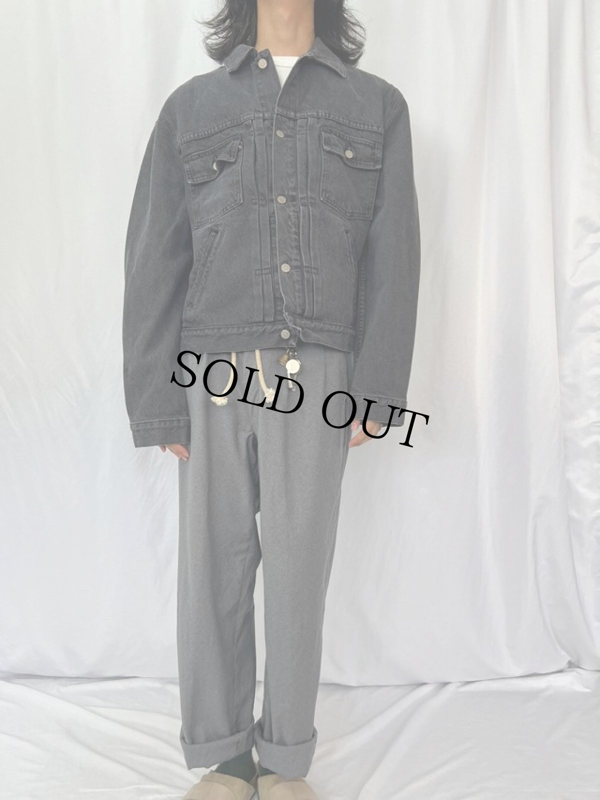 画像2: 90's〜 Ralph Lauren RRL 三ツ星 ブラックデニムジャケット XL (2)