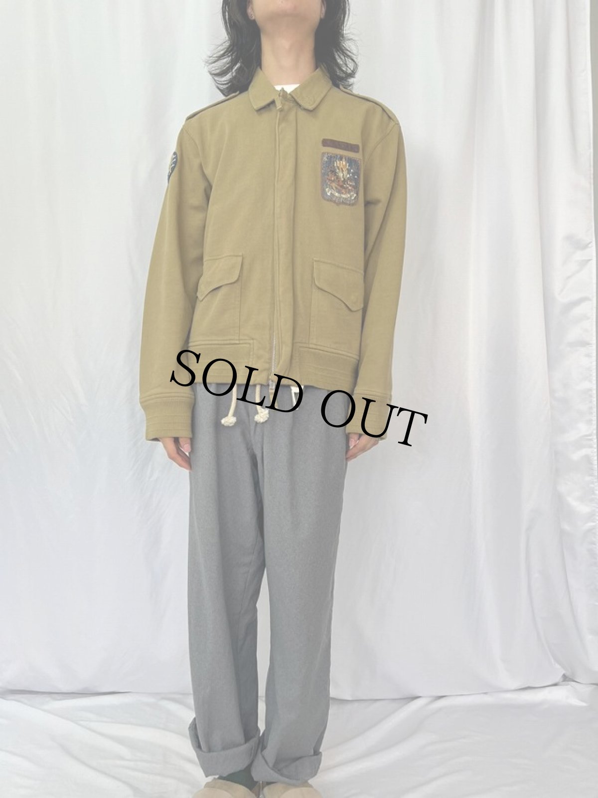 画像2: POLO Ralph Lauren "Soaring Tiger USRL" ワッペン×プリント ミリタリージャケット L (2)