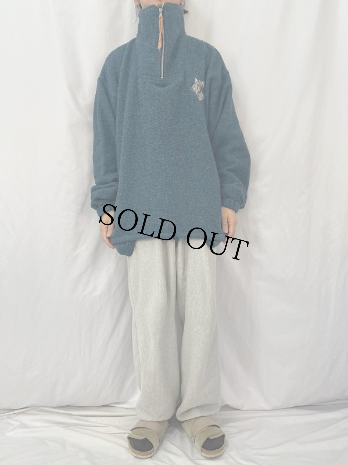 画像2: EARTH RAGS オオカミ刺繍 プルオーバージャケット XXL (2)