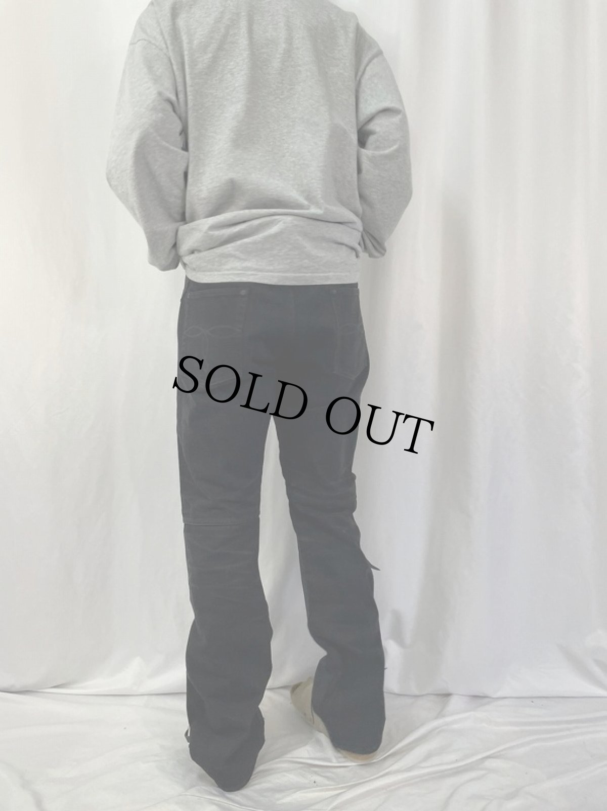 画像4: Ralph Lauren RRL レザー切り替え コンチョボタン付き ウエスタンブラックデニムパンツ W38 (4)