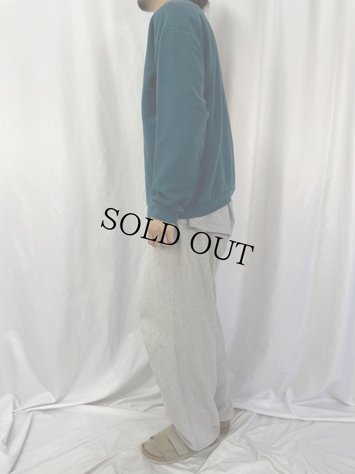 画像3: 90's LANDS'END USA製 前V パイルスウェット M (3)