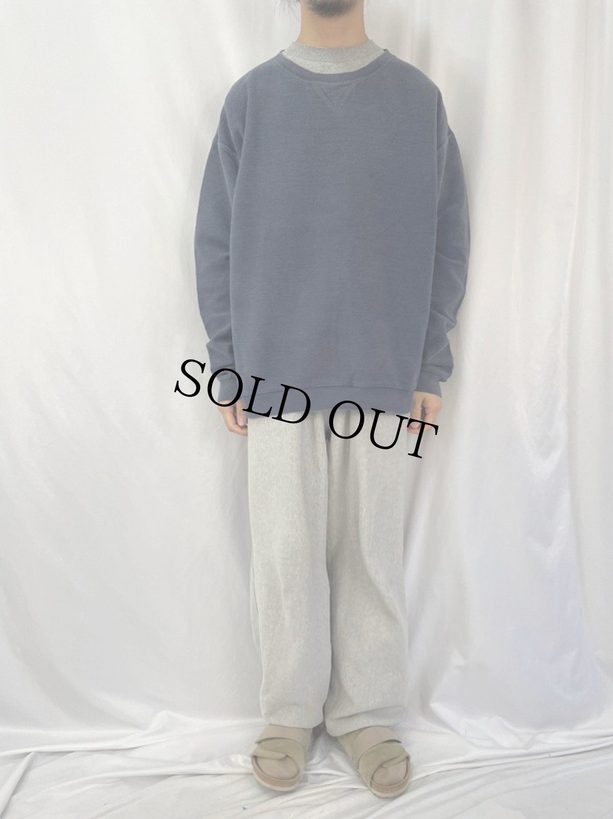 画像2: 90's LANDS'END USA製 前V パイルスウェット NAVY XL (2)