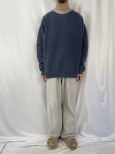 画像2: 90's LANDS'END USA製 前V パイルスウェット NAVY XL (2)