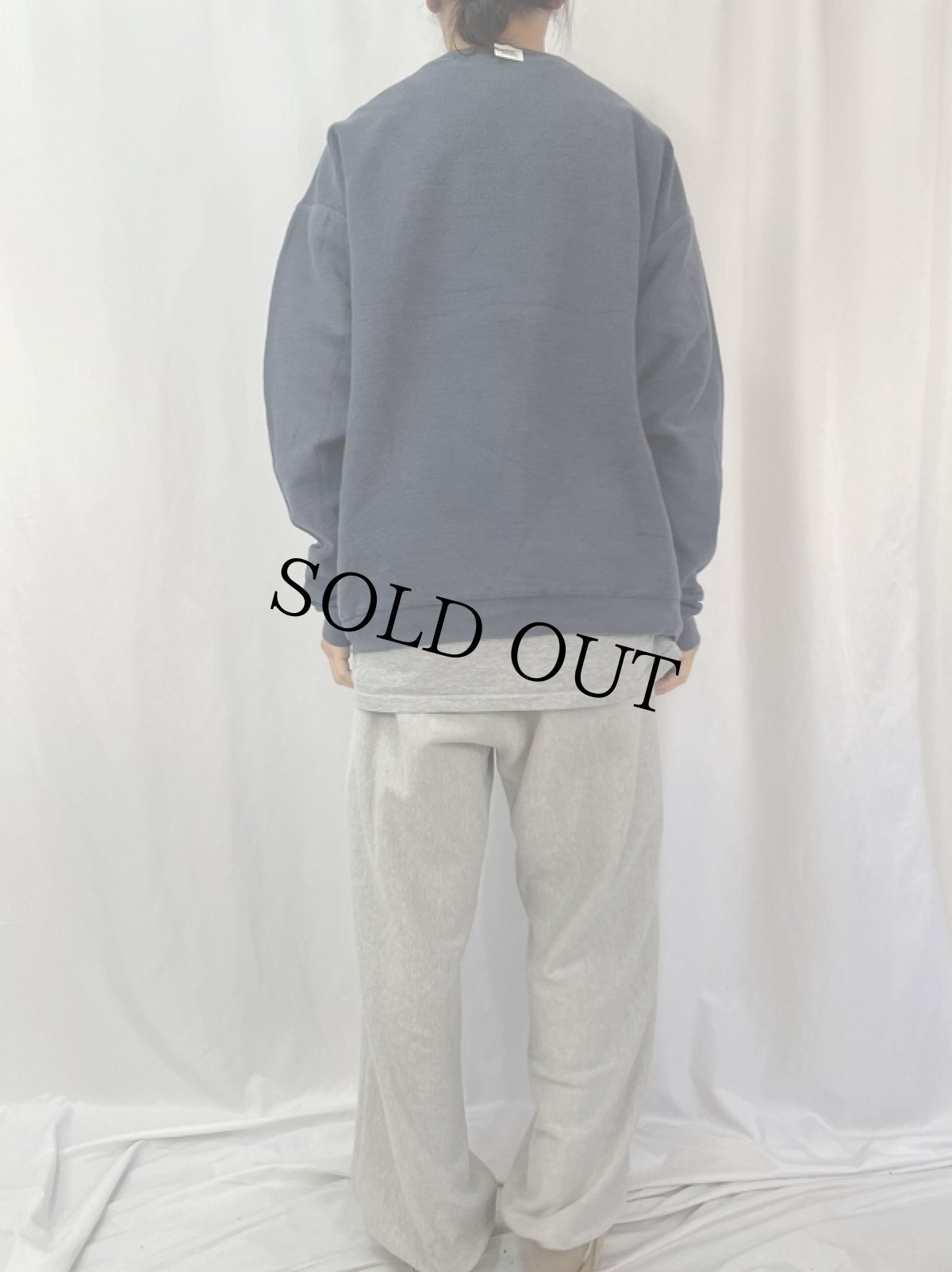 画像4: 90's LANDS'END USA製 前V パイルスウェット NAVY XL (4)