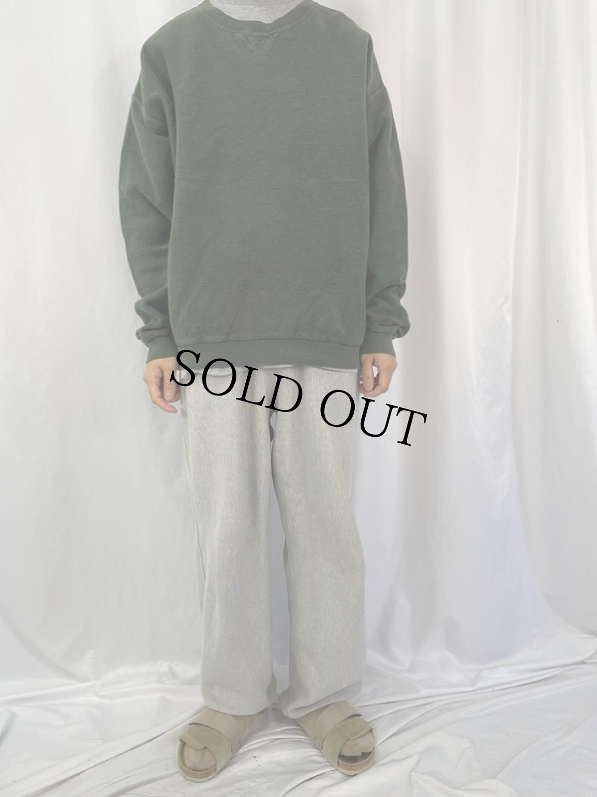 画像2: 90's LANDS'END USA製 前V パイルスウェット XL (2)