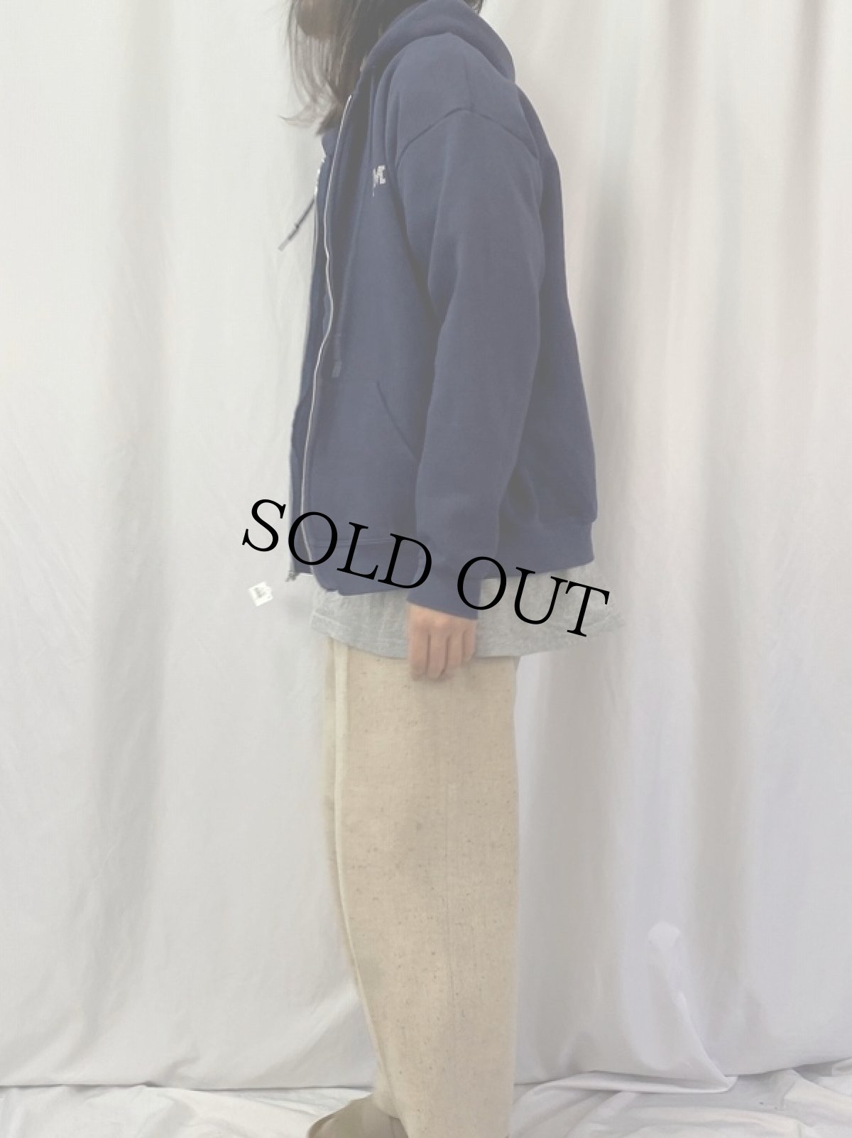 画像3: 2000's IBM コンピューター企業 ロゴプリント スウェットジップパーカー NAVY XL (3)