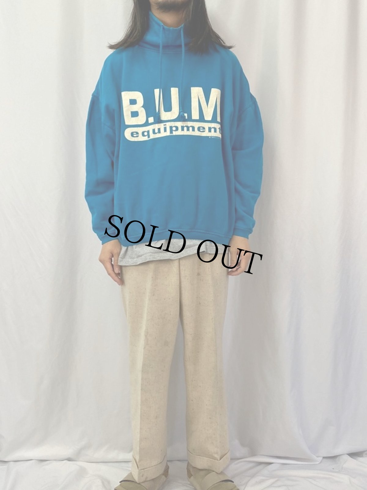 画像2: 80's B.U.M. equipment ハイネック プリントスウェット L (2)