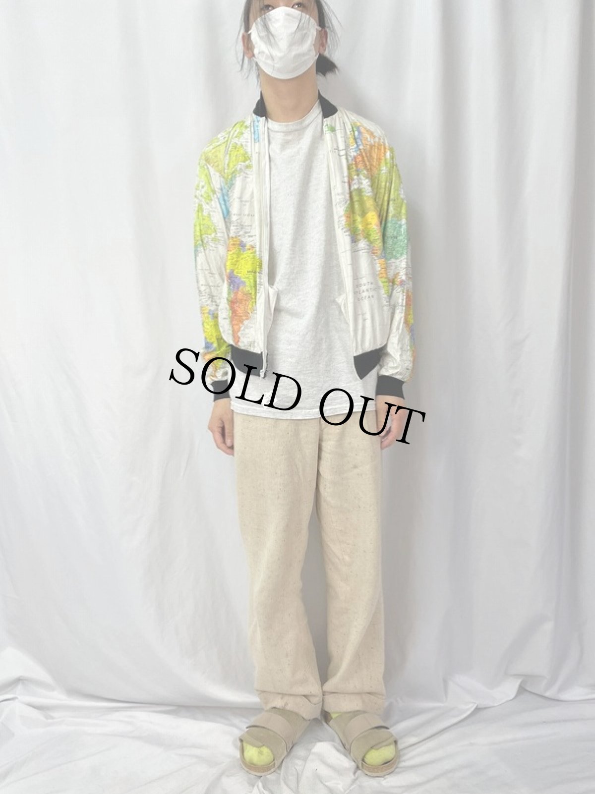 画像2: 90's 世界地図柄 ペーパージャケット M (2)