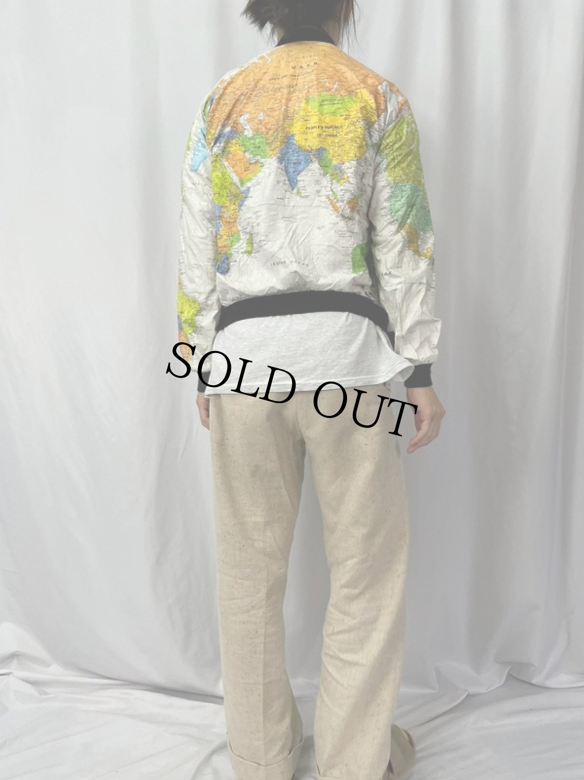 画像4: 90's 世界地図柄 ペーパージャケット M (4)