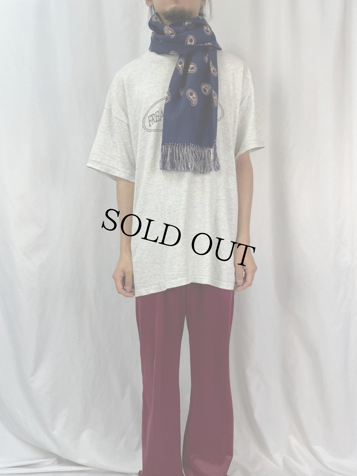 画像2: ENGLAND製 ペイズリー柄 ダブルフェイスウールストール NAVY (2)