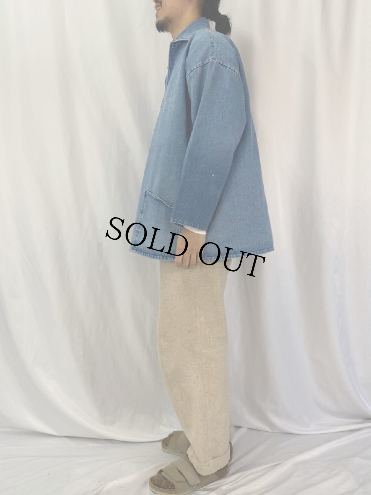 画像3: KINSALE SMOCKS IRELAND製 デニムフィッシャーマンスモック XXL (3)
