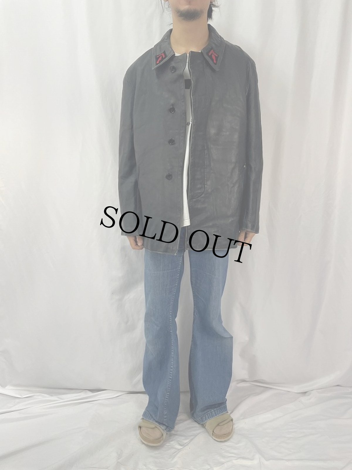 画像2: 50's FRENCH レザーファイヤーマンジャケット BLACK (2)