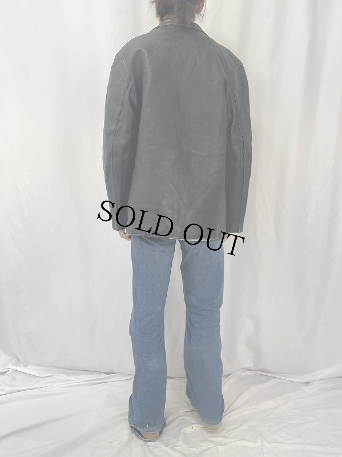 画像4: 50's FRENCH レザーファイヤーマンジャケット BLACK (4)