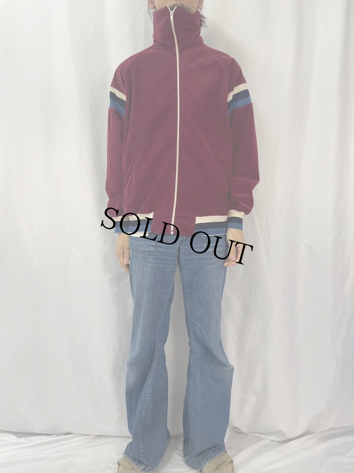 画像2: 80's ベロアジップジャケット XL (2)