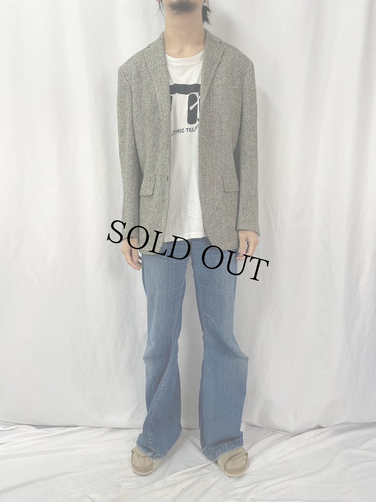 画像2: 90's POLO Ralph Lauren ヘリンボーン織 ツイードテーラードジャケット SIZE40R (2)