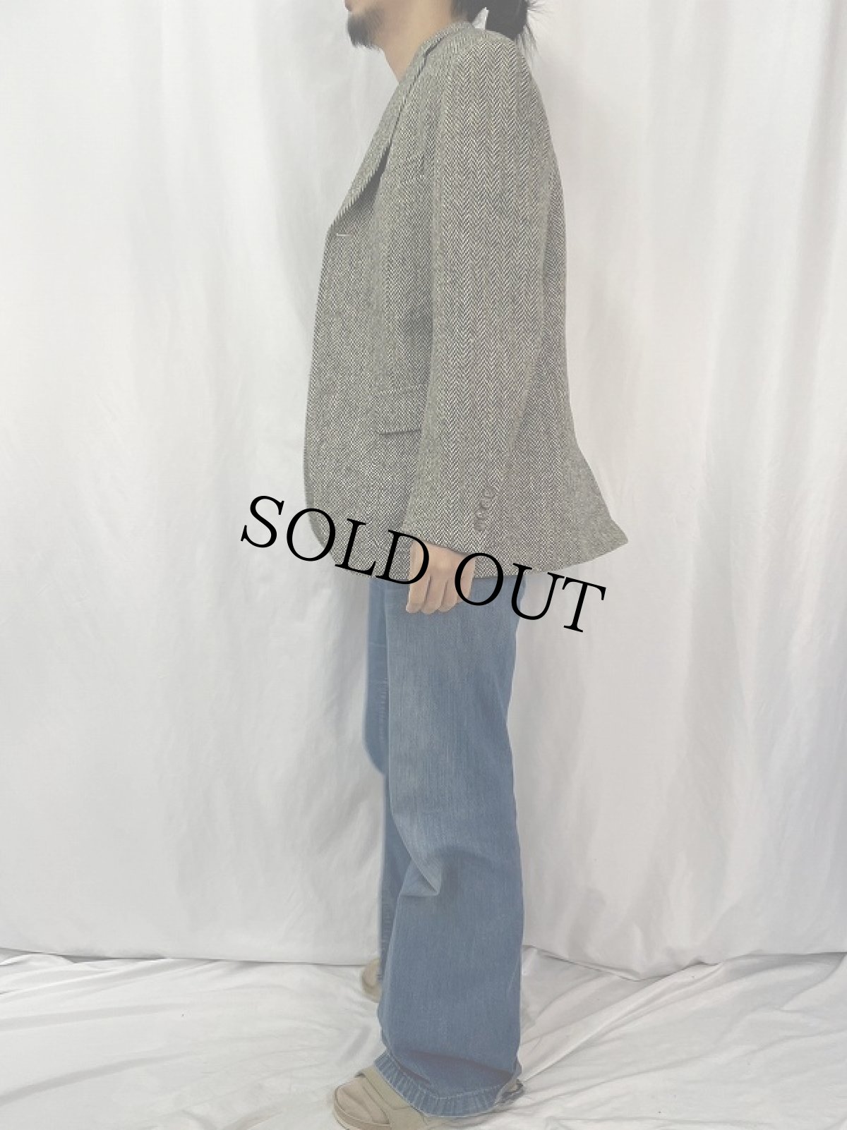 画像3: 90's POLO Ralph Lauren ヘリンボーン織 ツイードテーラードジャケット SIZE40R (3)
