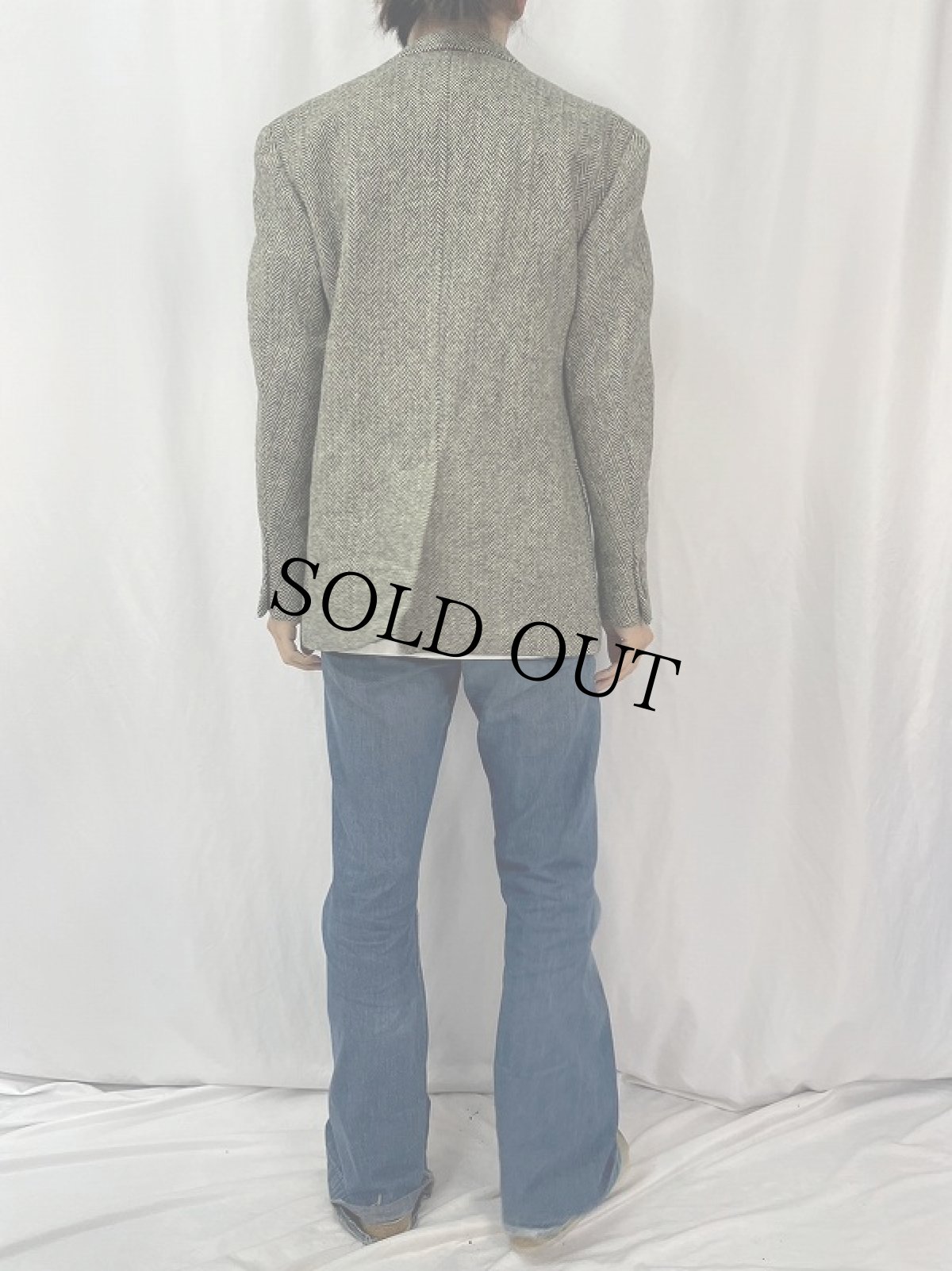 画像4: 90's POLO Ralph Lauren ヘリンボーン織 ツイードテーラードジャケット SIZE40R (4)