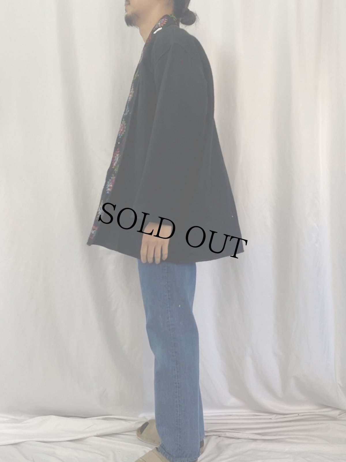 画像3: NAPAL製 刺繍入り メルトンガウン BLACK L (3)