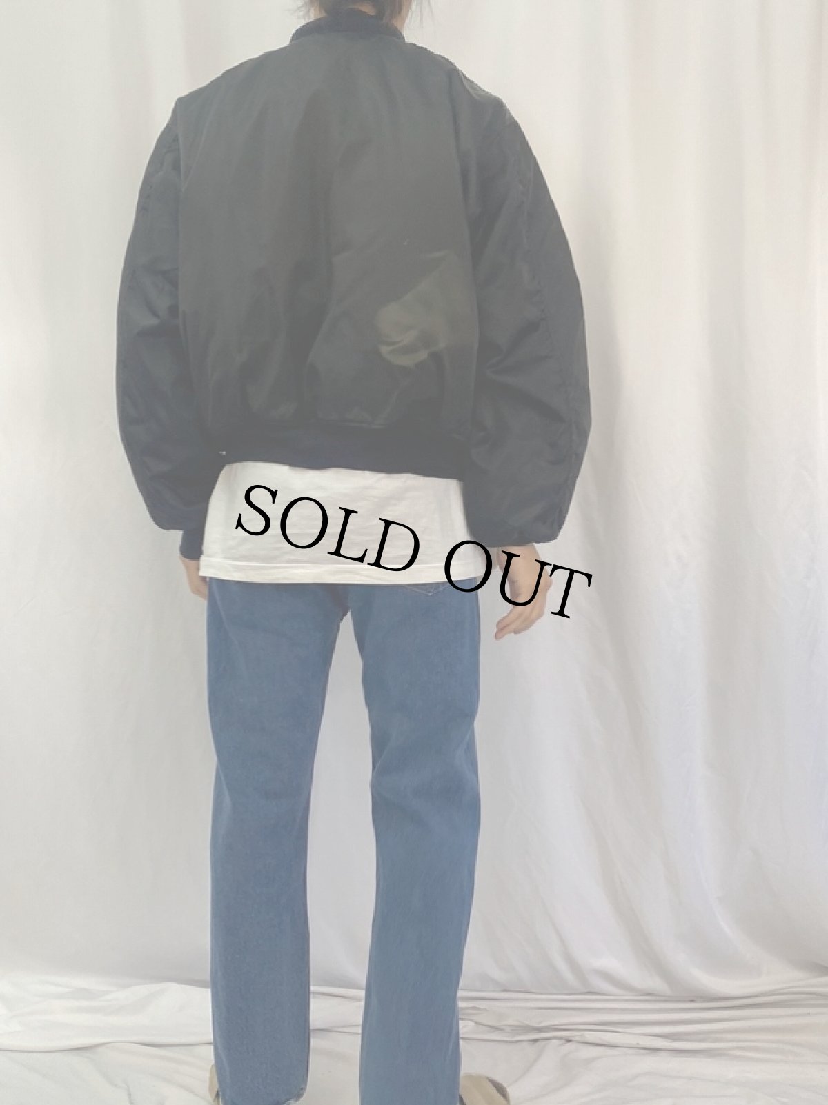 画像4: NASA "APOLLO 13" ワームロゴ刺繍 フライトジャケット BLACK LARGE (4)