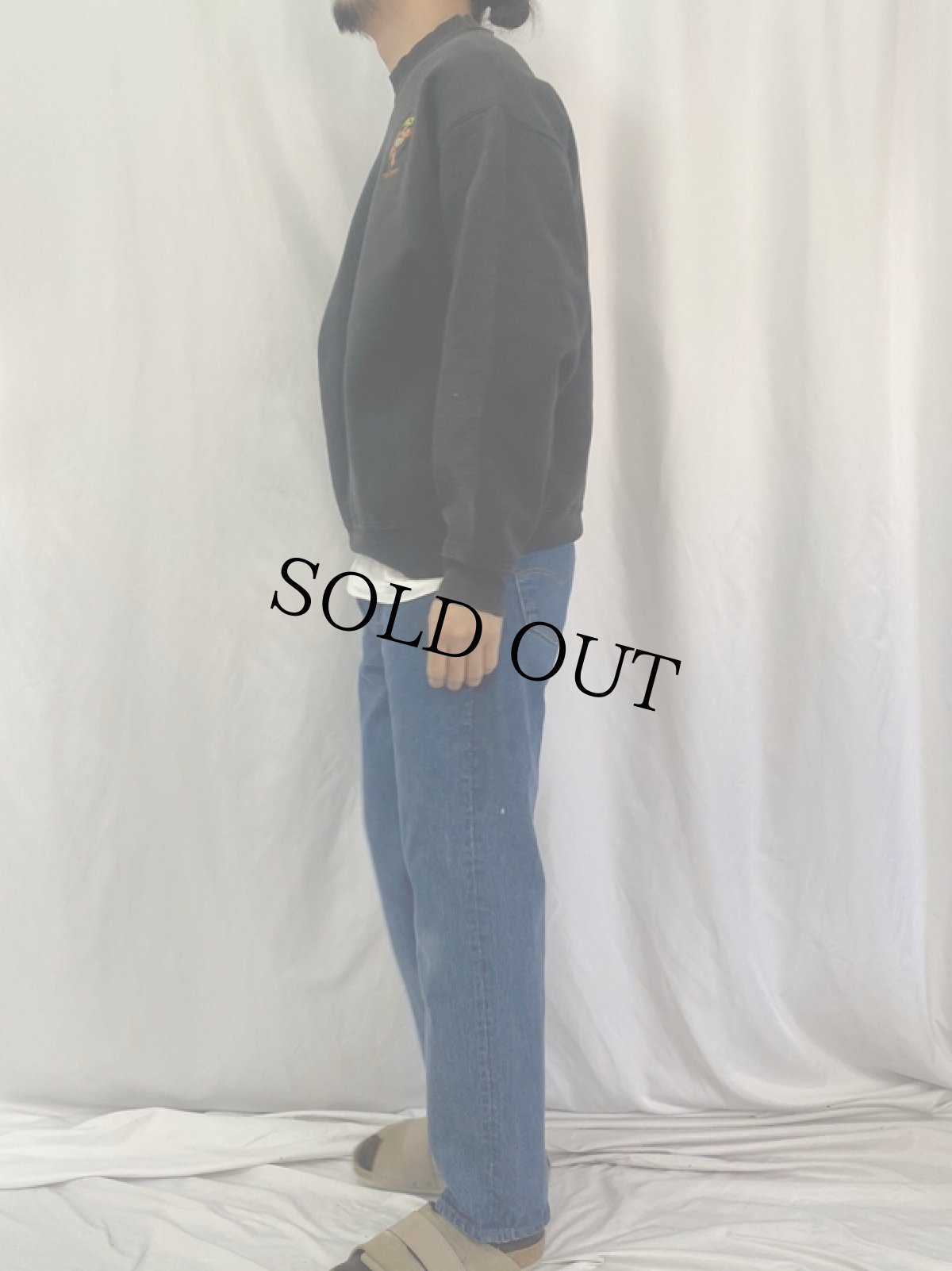 画像3: 90's HOME DEPOT USA製 企業キャラクター刺繍スウェット BLACK L (3)