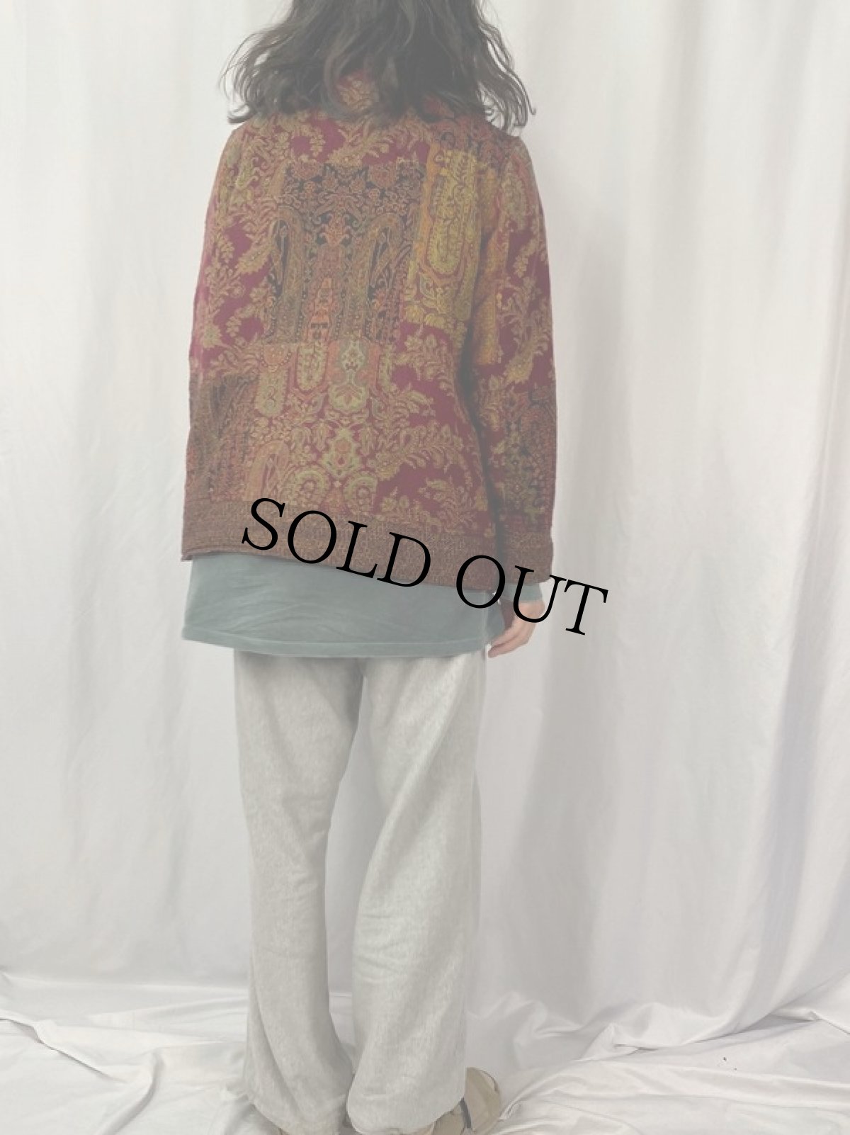 画像4: White Stag 総柄 パッチワーク チャイナジャケット L (4)