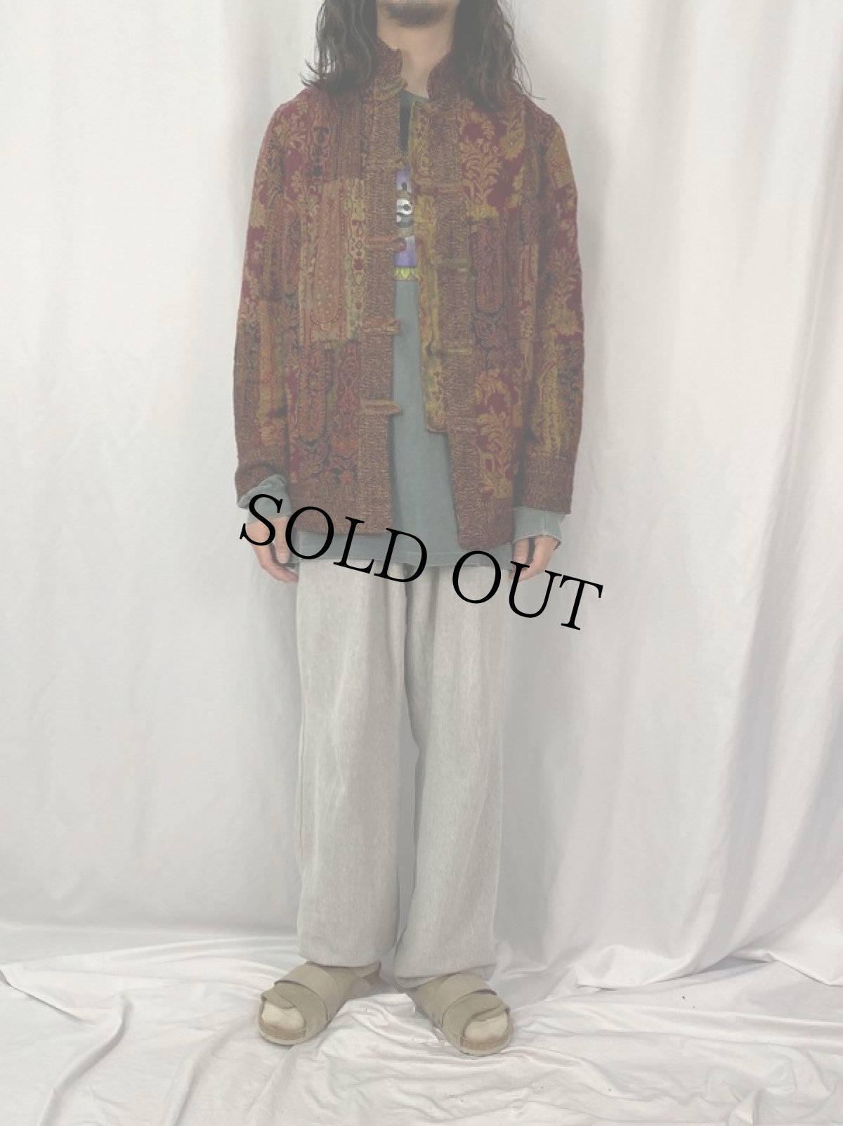 画像2: White Stag 総柄 パッチワーク チャイナジャケット L (2)