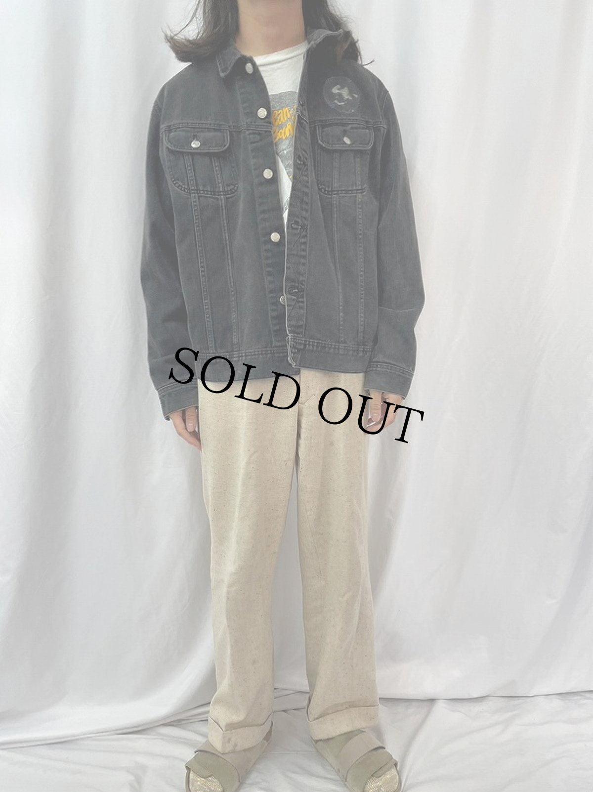 画像2: 90's POLO SPORT Ralph Lauren ブラックデニムジャケット XL (2)