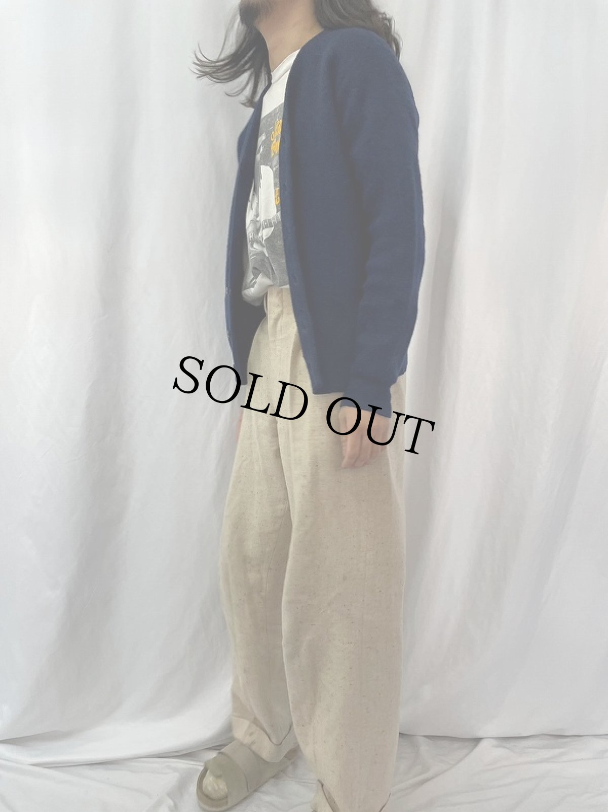 画像3: 60〜70's Sears モヘアニットカーディガン NAVY M (3)