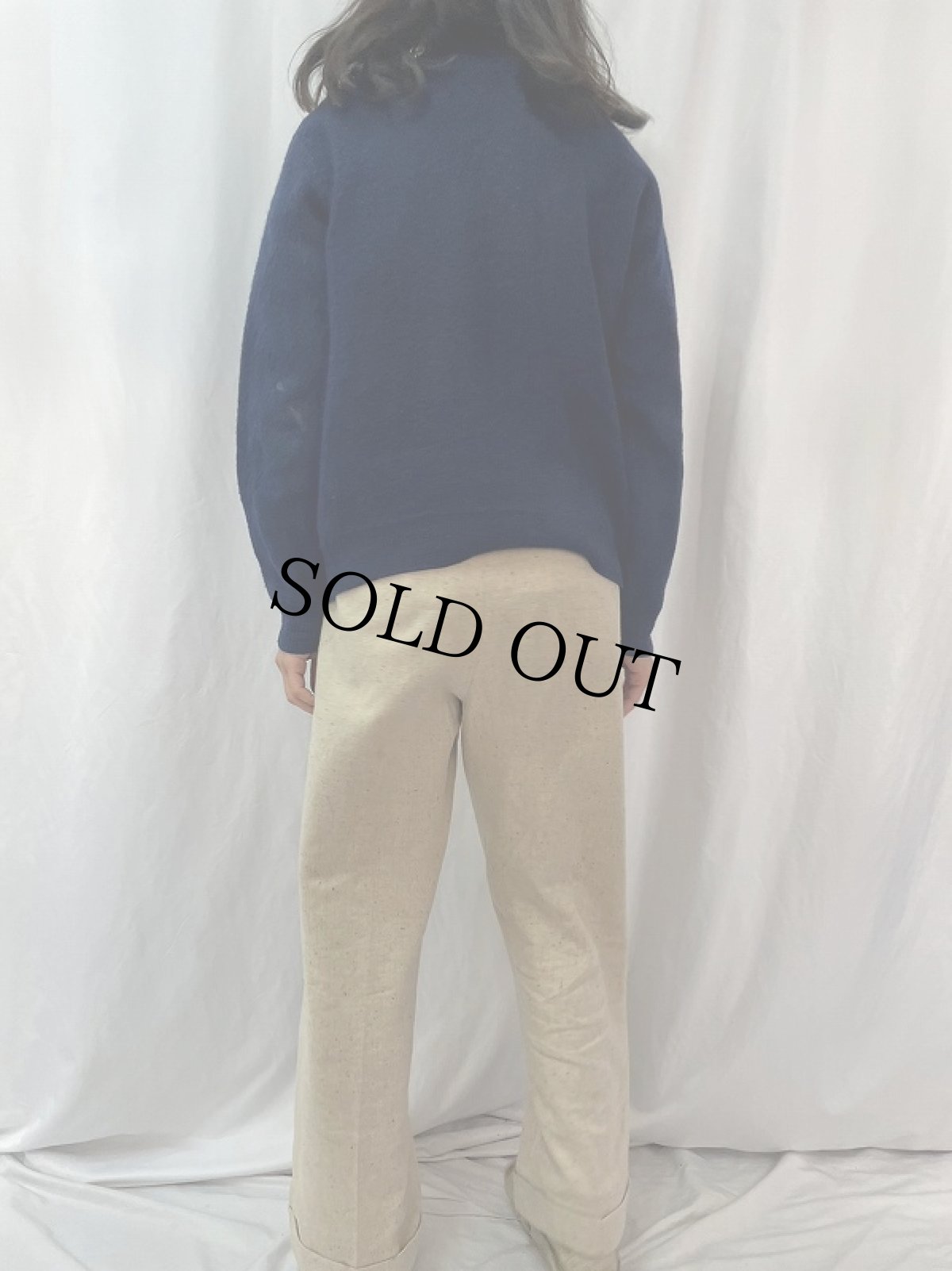 画像4: 60〜70's Sears モヘアニットカーディガン NAVY M (4)