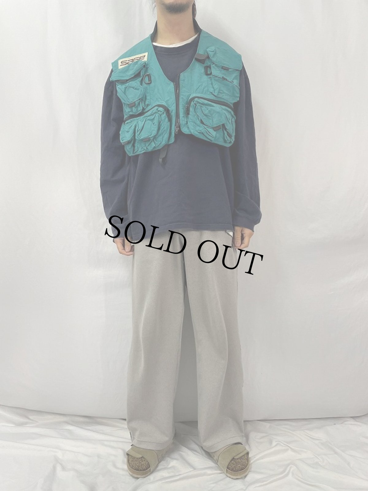 画像2: 90's Simms USA製 ナイロンフィッシングベスト L (2)