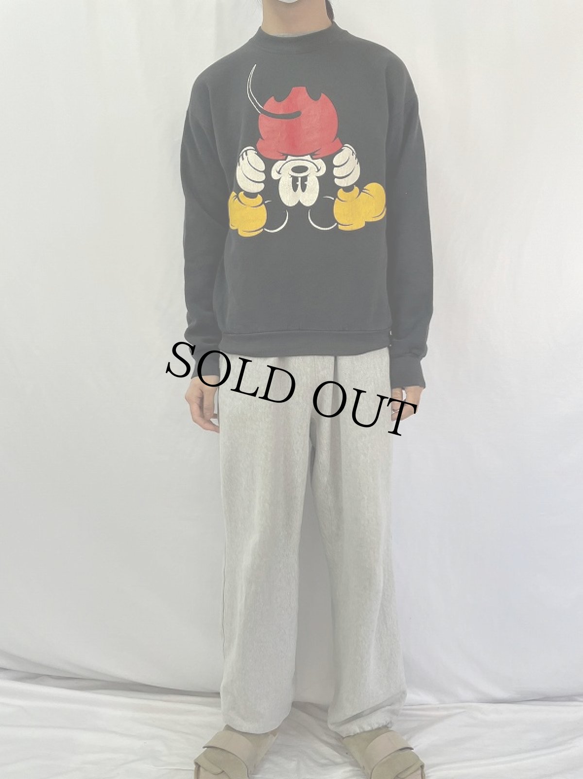 画像2: 90's Disney MICKEY MOUSE キャラクタープリントスウェット BLACK L (2)