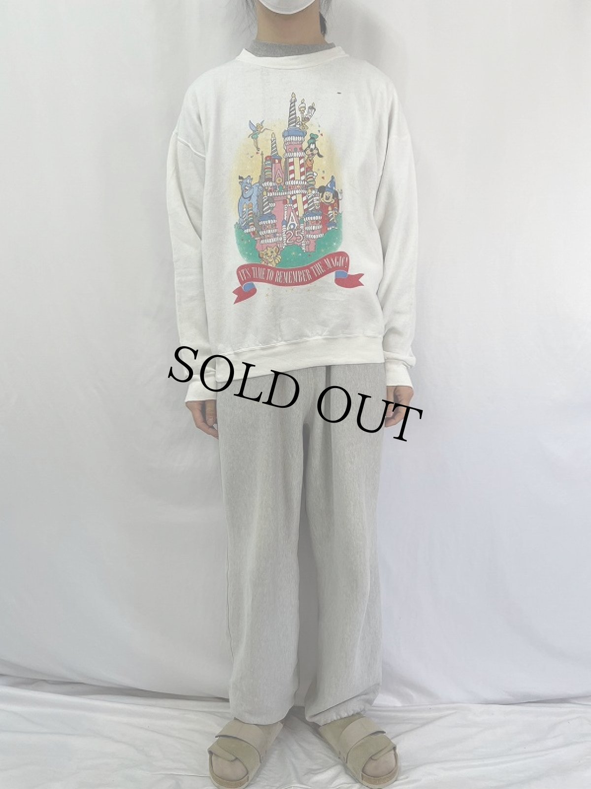 画像2: 90's Disney USA製 "Disney World 25th ANNIVERSARY" キャラクタープリントスウェット XL (2)