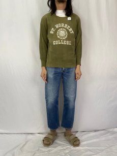 画像2: 60's Champion C中ランタグ "ST. NORBERT COLLEGE" プリントラグランスウェット M (2)