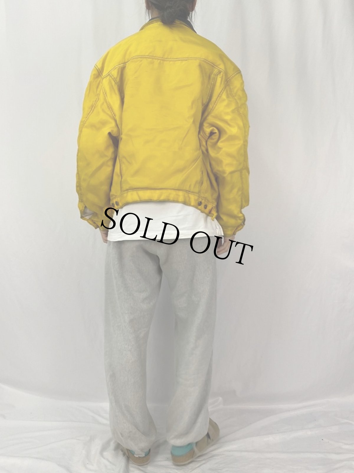 画像4: 90's〜 レザー×ナイロンジャケット L (4)