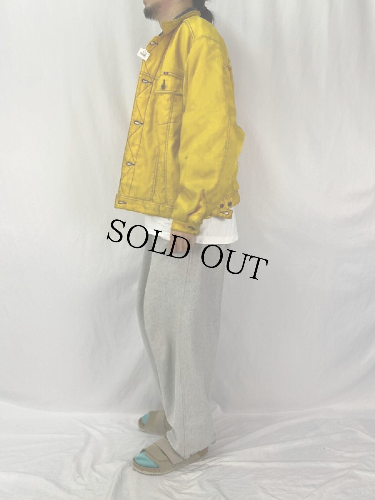 画像3: 90's〜 レザー×ナイロンジャケット L (3)