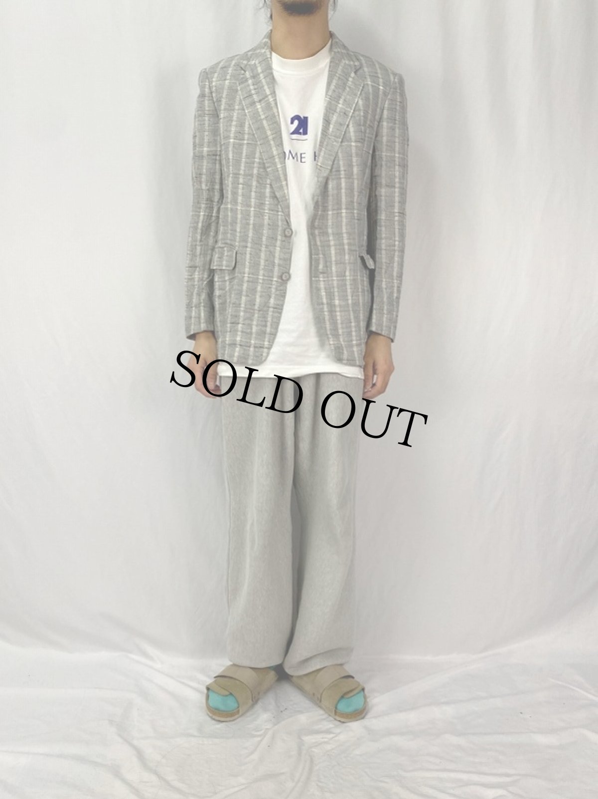 画像2: 80's YVES SAINT LAURENT FRANCE製 チェック柄 テーラードジャケット (2)