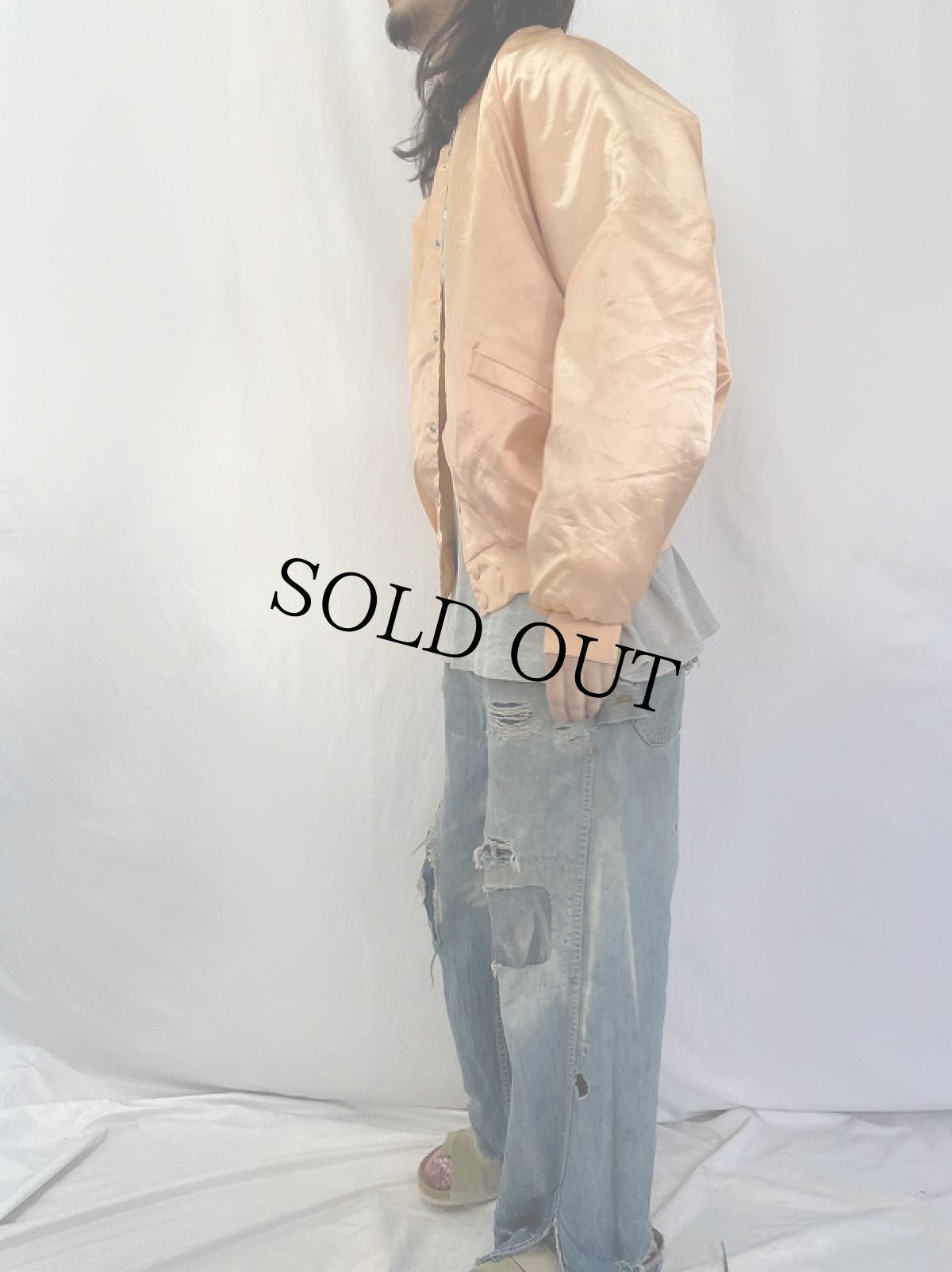 画像3: 70〜80's King Louie USA製 ナイロンスタジャン 無地 XL (3)