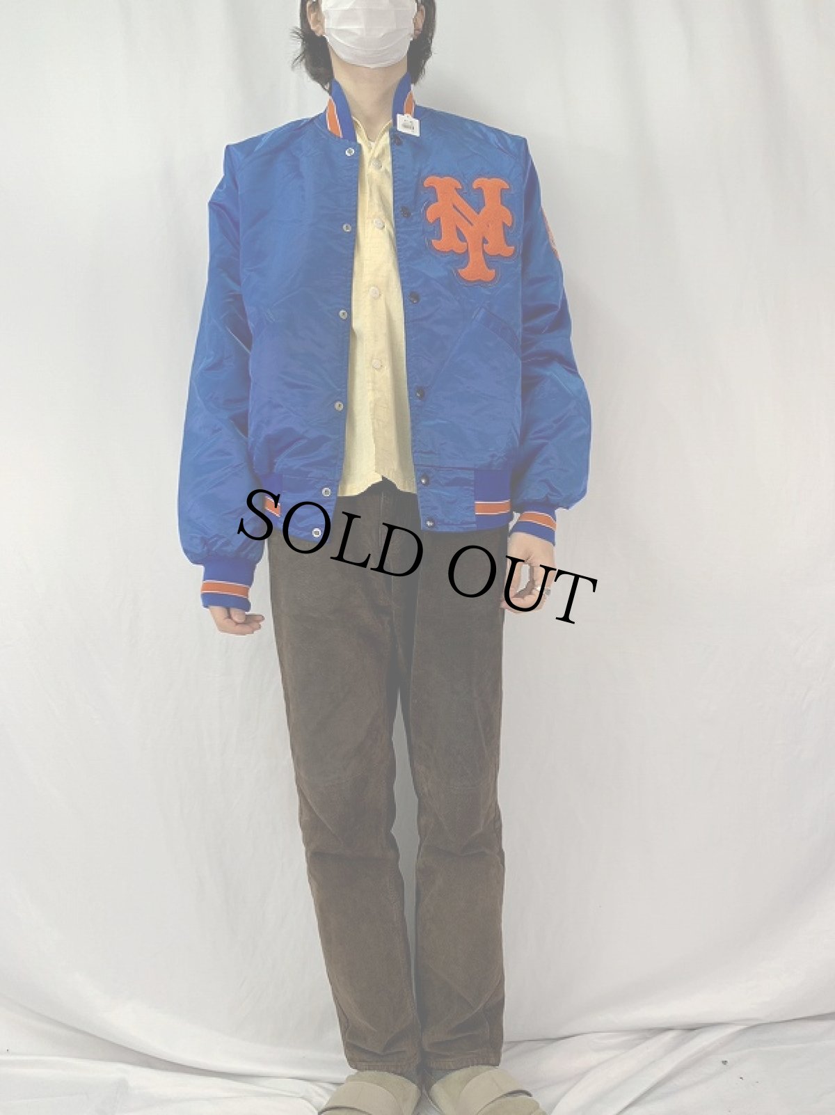 画像2: 80's STARTER "NEW YORK METS" ナイロンスタジャン XL (2)